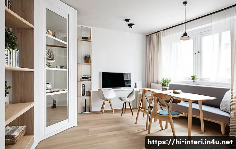실내건축에서의 창의적 문제 해결법 - **Prompt 1: A Bright and Functional Studio Apartment with Smart Furniture**
    A bright and airy st...