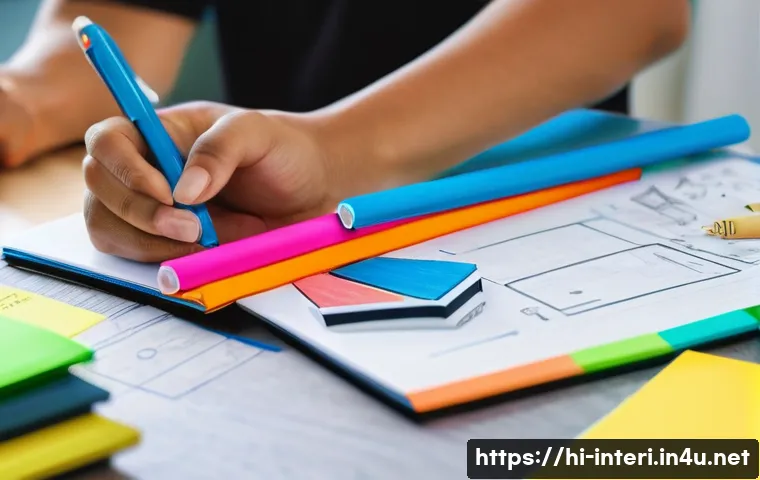실내건축기사 필기 과목별 합격 노하우 - A detailed study desk scene featuring a young Indian student focused on creating smart notes for int...