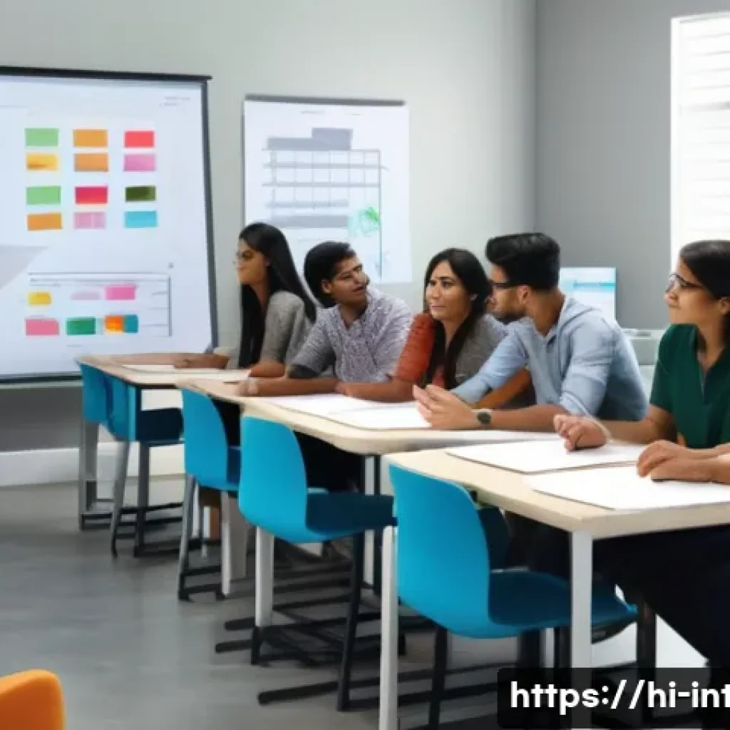 실내건축 자격증과 취업 연계 성공 사례 - A modern interior design classroom scene featuring a diverse group of young Indian students attentiv...