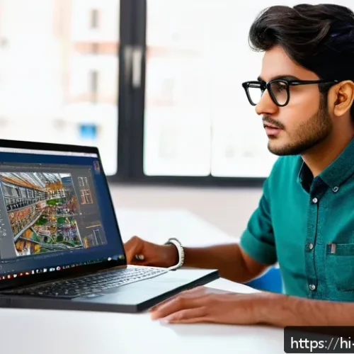 실내건축기사 자격증을 위한 추천 강의 플랫폼 - A professional indoor architecture student working on a detailed 3D CAD software model on a modern l...